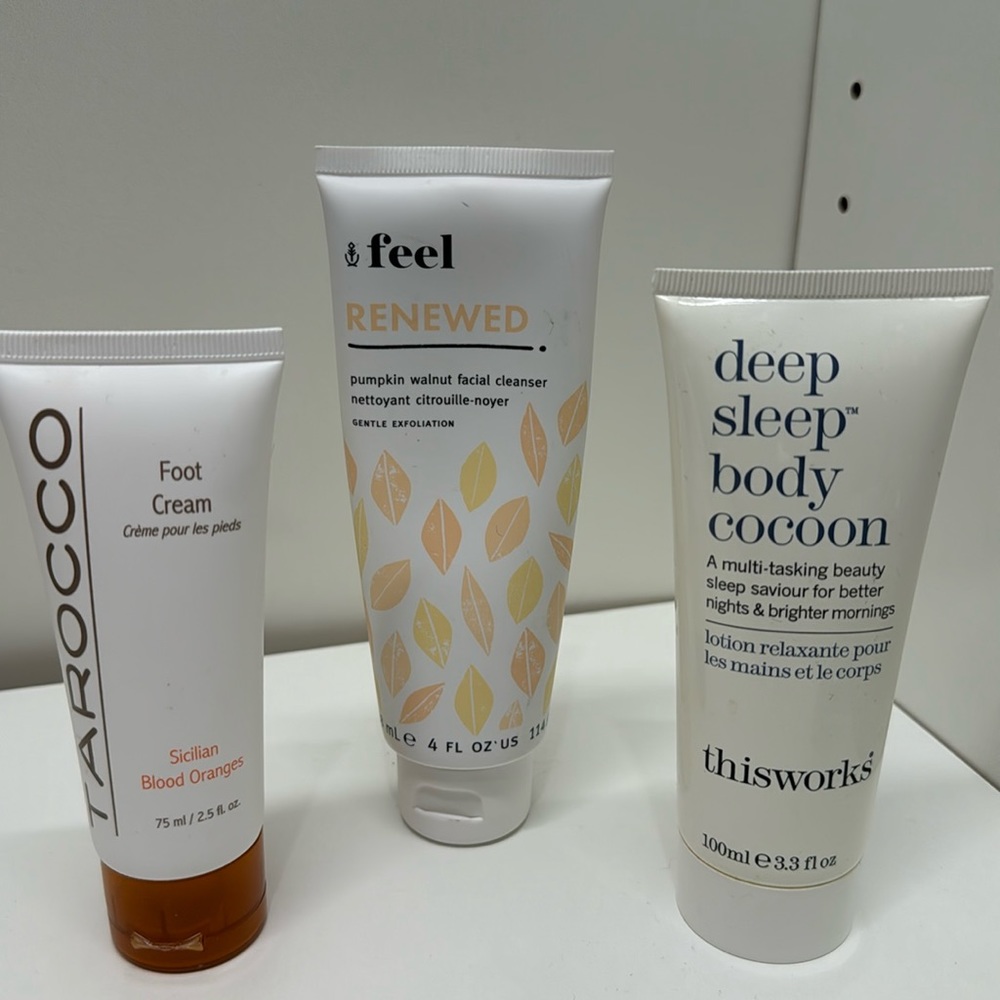 Face and Body Care Items Tarocco Foot Cream, Thisworks Lotion & Facial Cleanser
